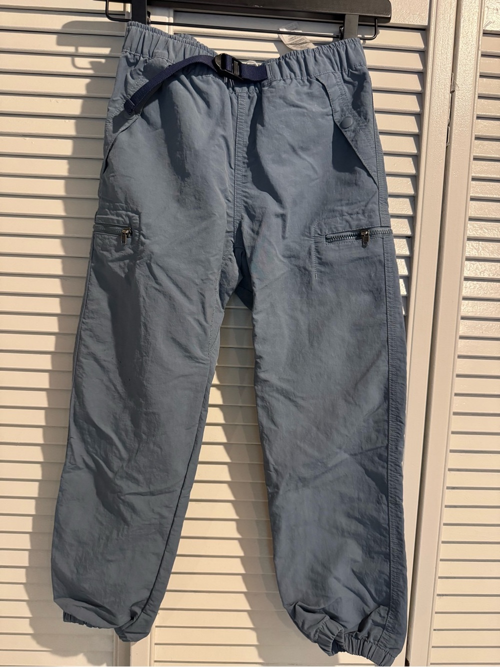 Patagonia Kids Baggies Pants Blue Gray Size M 10 Nylon Hiking Joggers